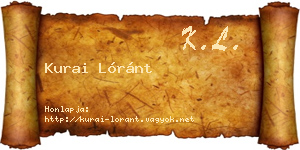 Kurai Lóránt névjegykártya